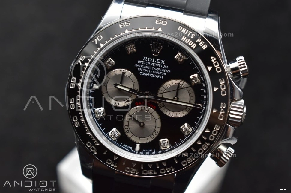 Best Oysterflex 1:1 (Weighted) SH4131 Diamonds Strap Edition 126519 Silver Black Dial on Daytona V6 QF 0301